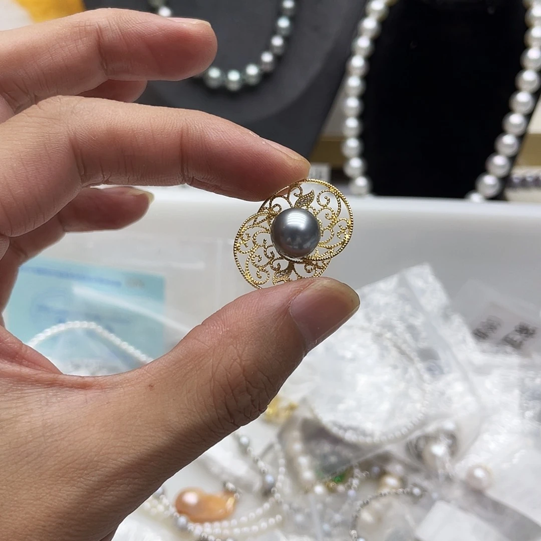 海水珍珠银S925镶嵌颈饰