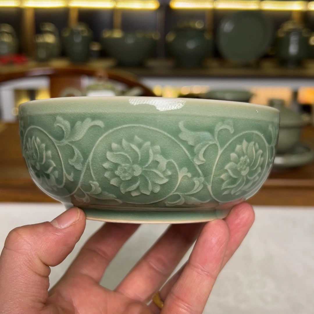 碗耀州窑5寸缠枝莲纹米饭碗一个