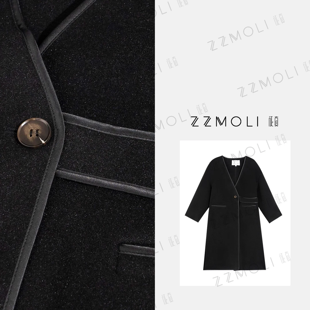 ZzMoLi征真 气质长款呢子外套女款洋气休闲装毛呢大衣ZBY80063