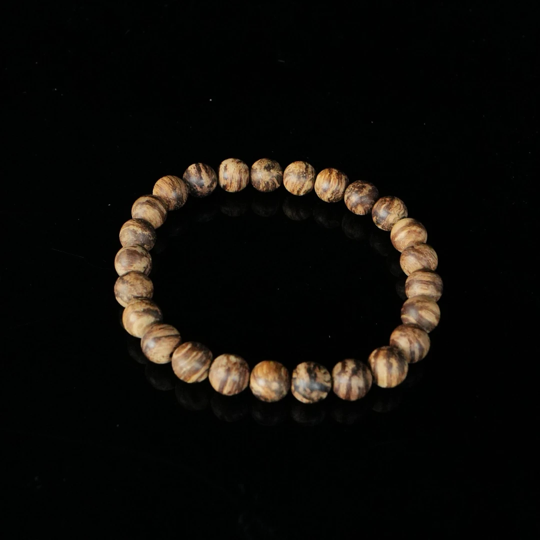 DY-B5955 达拉干黑油虎斑纹沉水沉香手串 0.72cm  5.1g