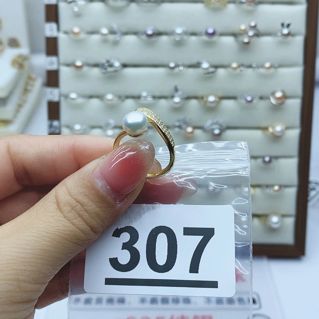 淡水珍珠戒指银S925镶嵌星**足307