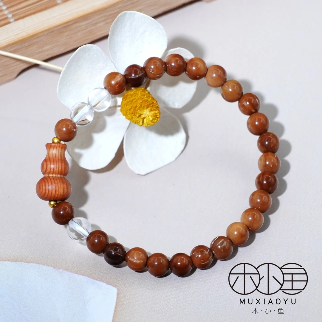 【木小鱼】天然库克6mm 白水晶配饰 葫芦单圈文玩手串