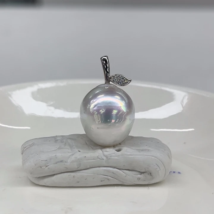 吊坠(不含链)银S925镶嵌海水珍珠13-14m