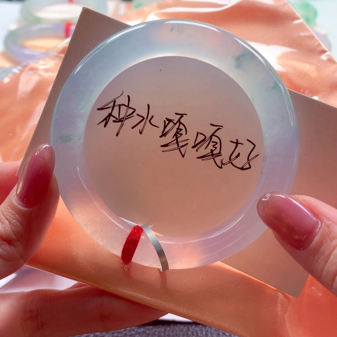 翡翠未镶嵌手镯51圆条 高冰透炸光毕业种水 灵