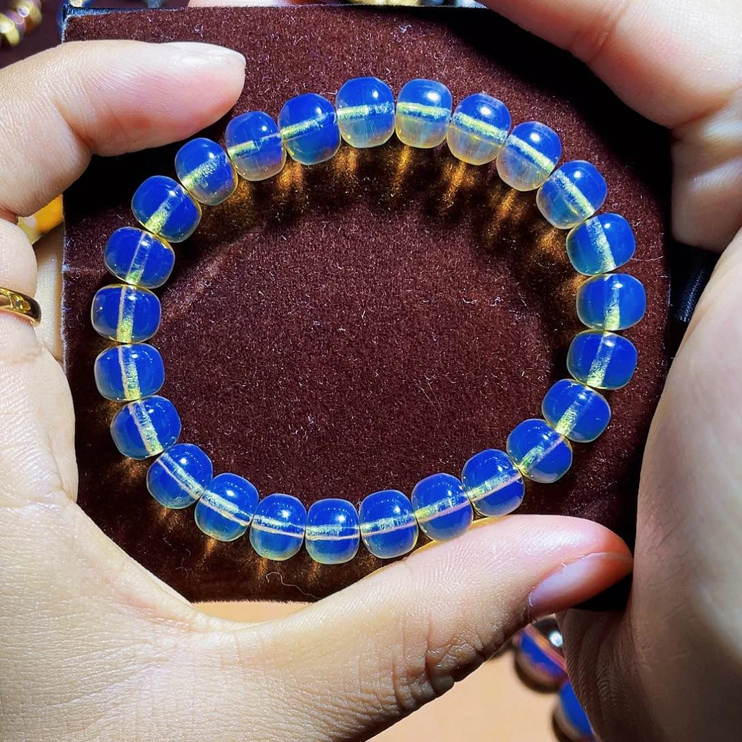 蓝珀裸石未镶嵌老型8手串毕业品质