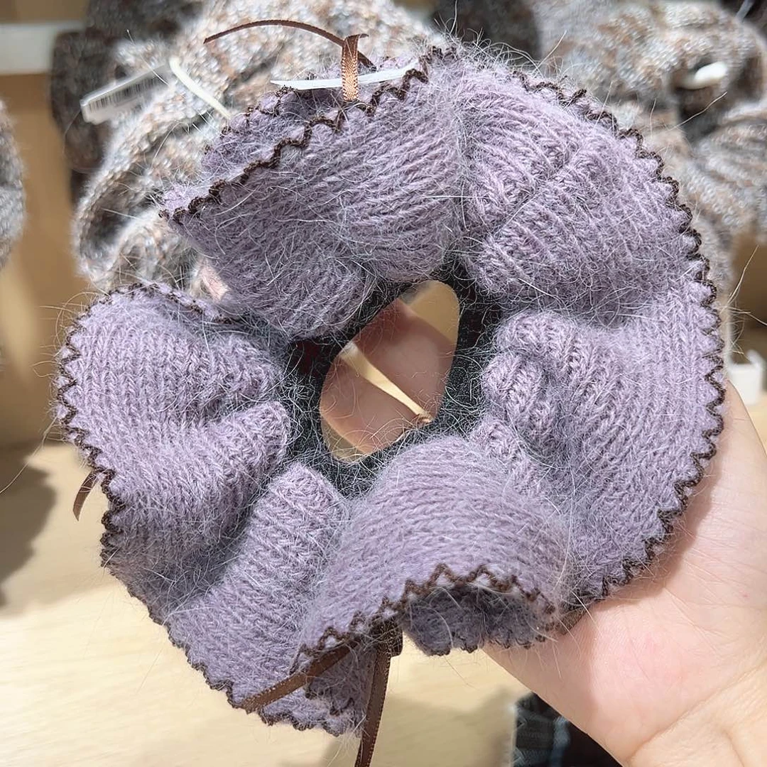 皮质铁合金紫色毛线发圈
