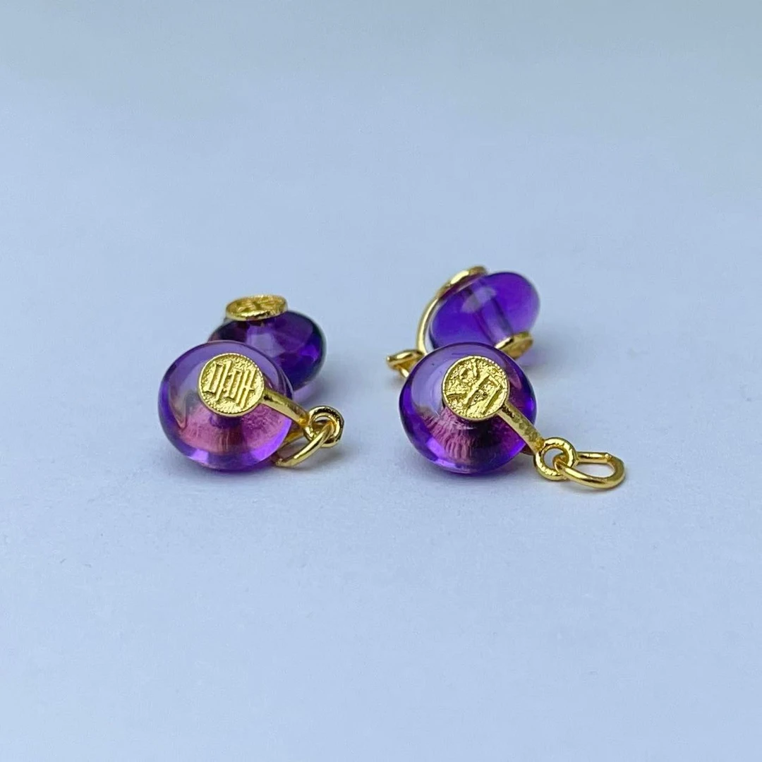 【千奇饰品】B924紫水晶小平安扣喜乐小吊坠DIY挂坠配件 约7*5mm