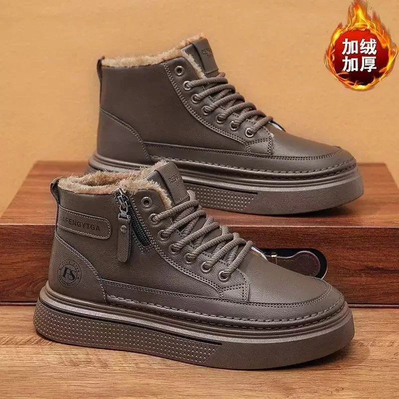 高帮防滑厚款休闲保暖圆头马丁靴鞋子加厚雪地靴  kexlik49