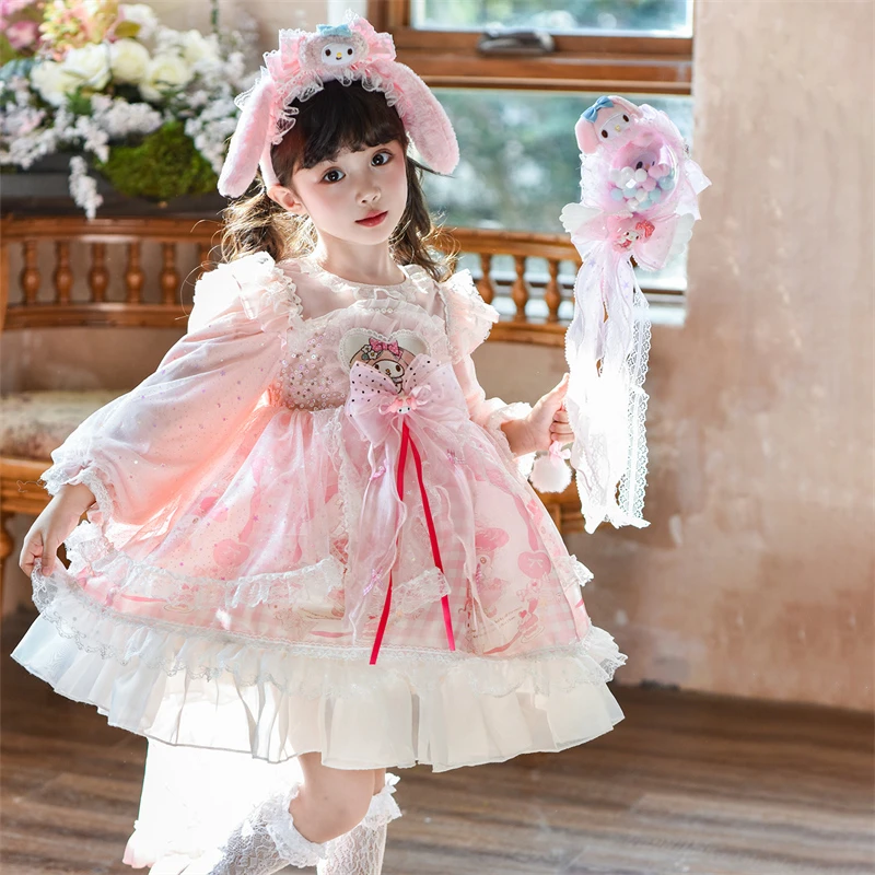 女童公主裙长袖美乐蒂洛丽塔连衣裙儿童女孩宝宝生日蓬蓬礼服裙秋