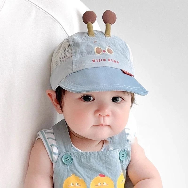 婴儿遮阳帽春夏小月龄男女宝宝防晒透气鸭舌帽网眼速干可爱超萌韩