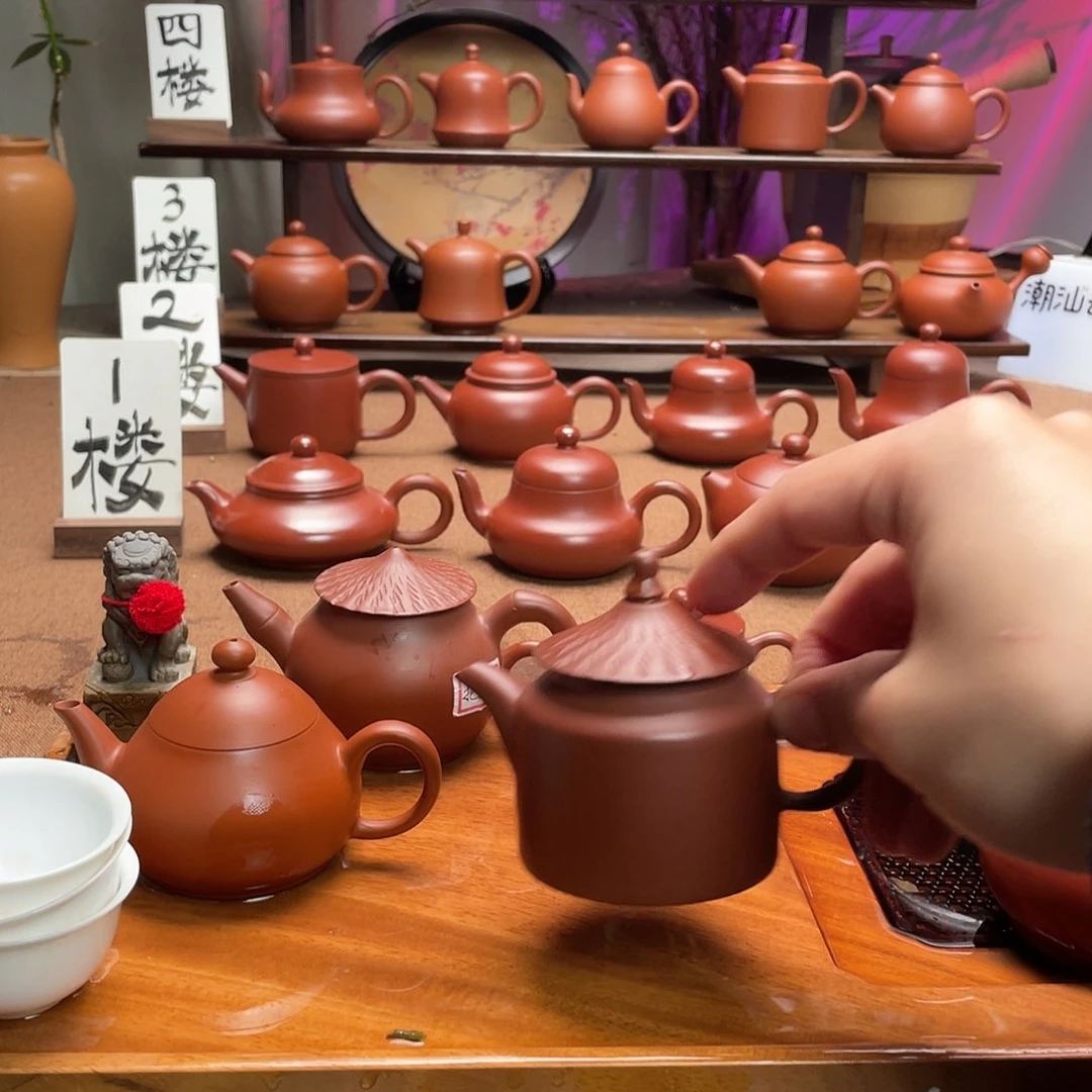 紫砂茶壶e**t凤凰台手拉壶老朱泥