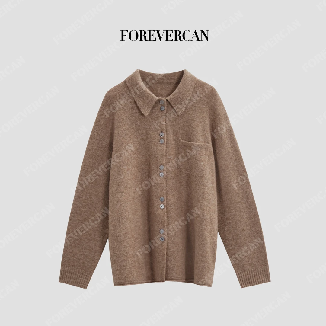 FOREVERCAN“暮色朦胧”软糯宽松廓形针织毛衣开衫MY4748