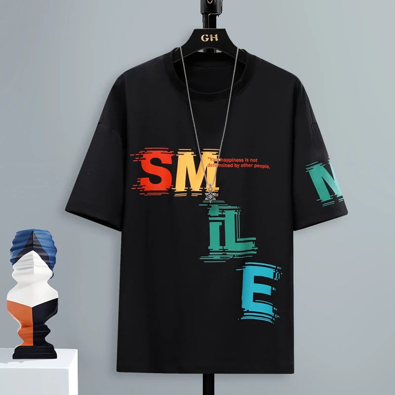 短袖圆领t恤男夏季薄款休闲百搭时尚青少年帅气潮流短袖上衣学生