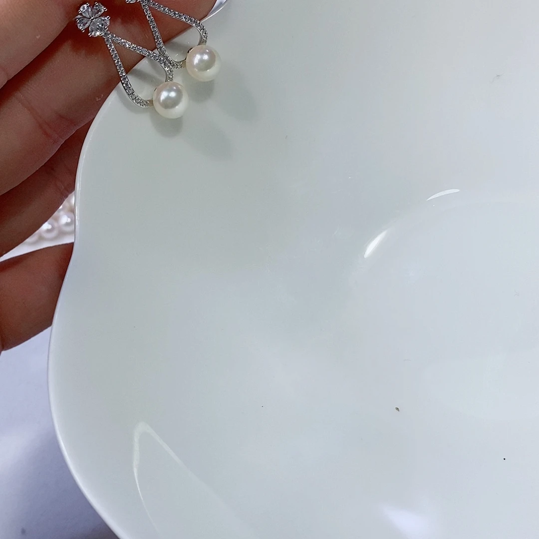 海水珍珠耳饰银S925镶嵌