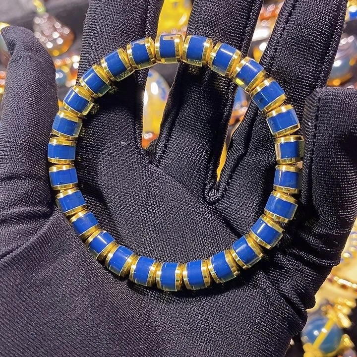 蓝珀未镶嵌珠宝奇石多米尼加蓝珀直切手串7