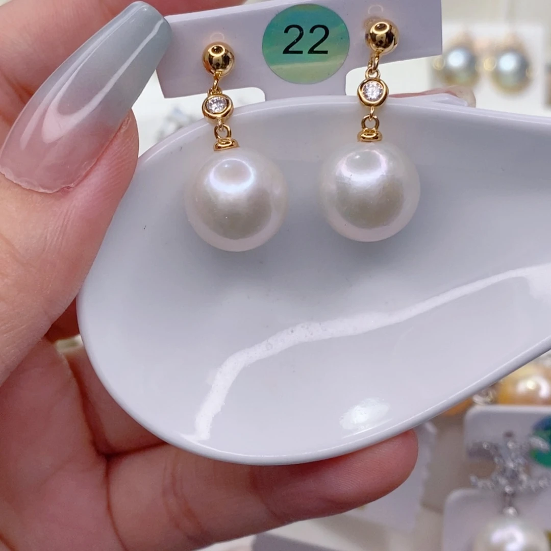 银S925镶嵌淡水珍珠耳饰