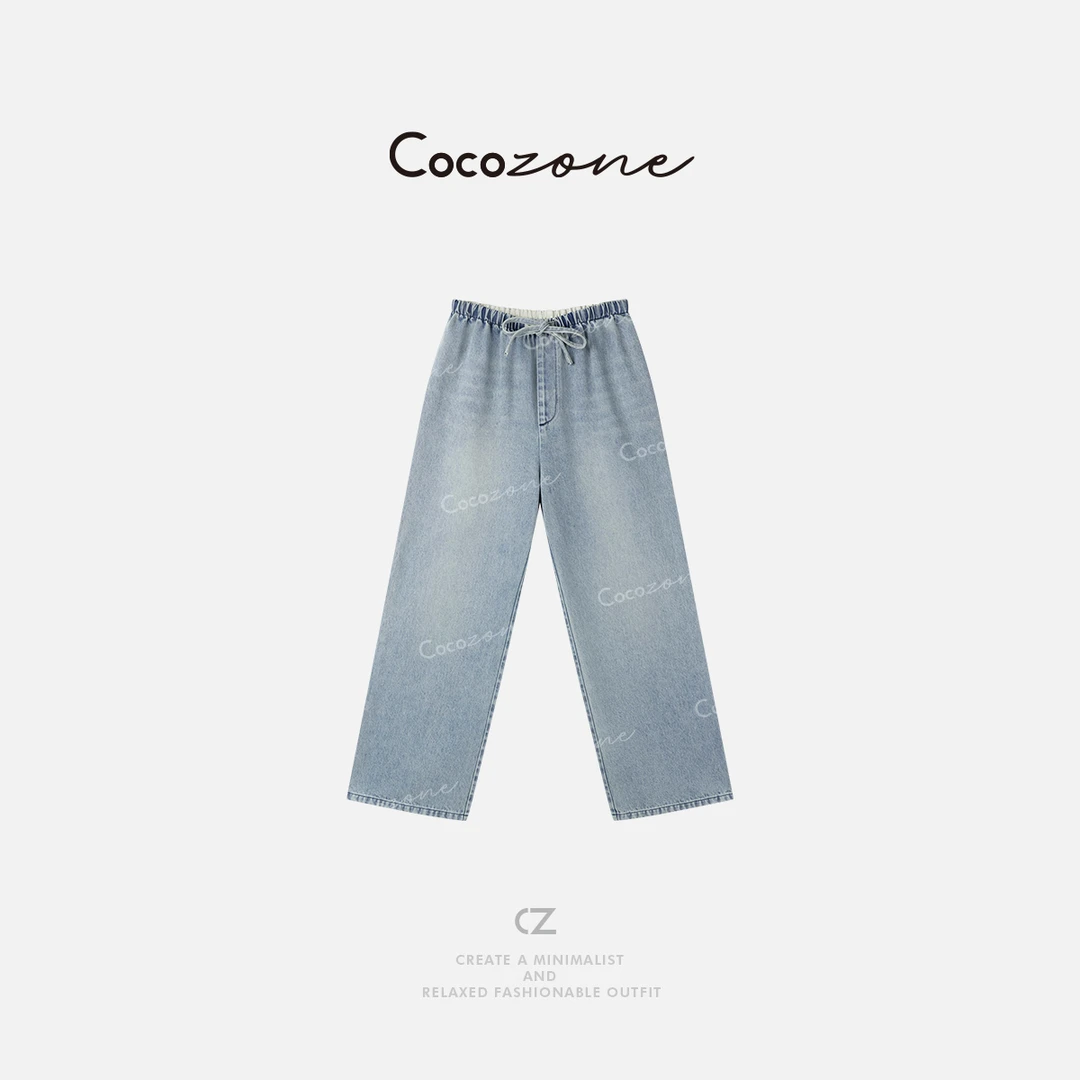 COCO ZONE 刘一一【黑标系列】松弛老钱风橡筋腰牛仔神裤CD1A0346