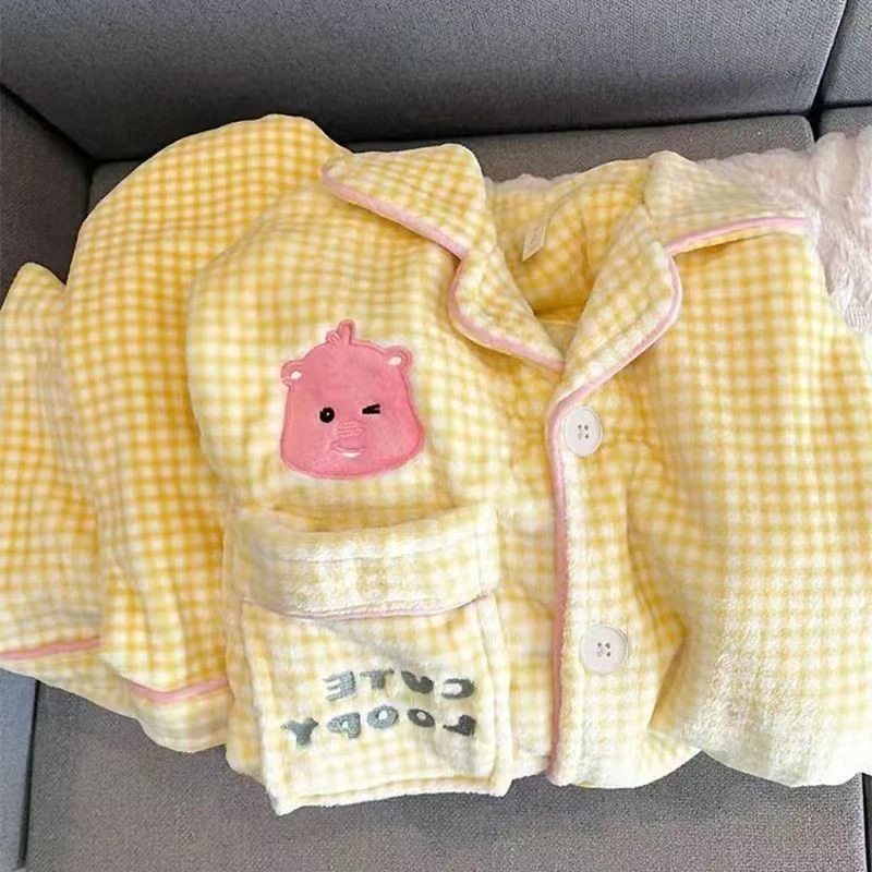 ins风loppy小海狸加绒加厚珊瑚绒睡衣女秋冬季2025新款少女家居服