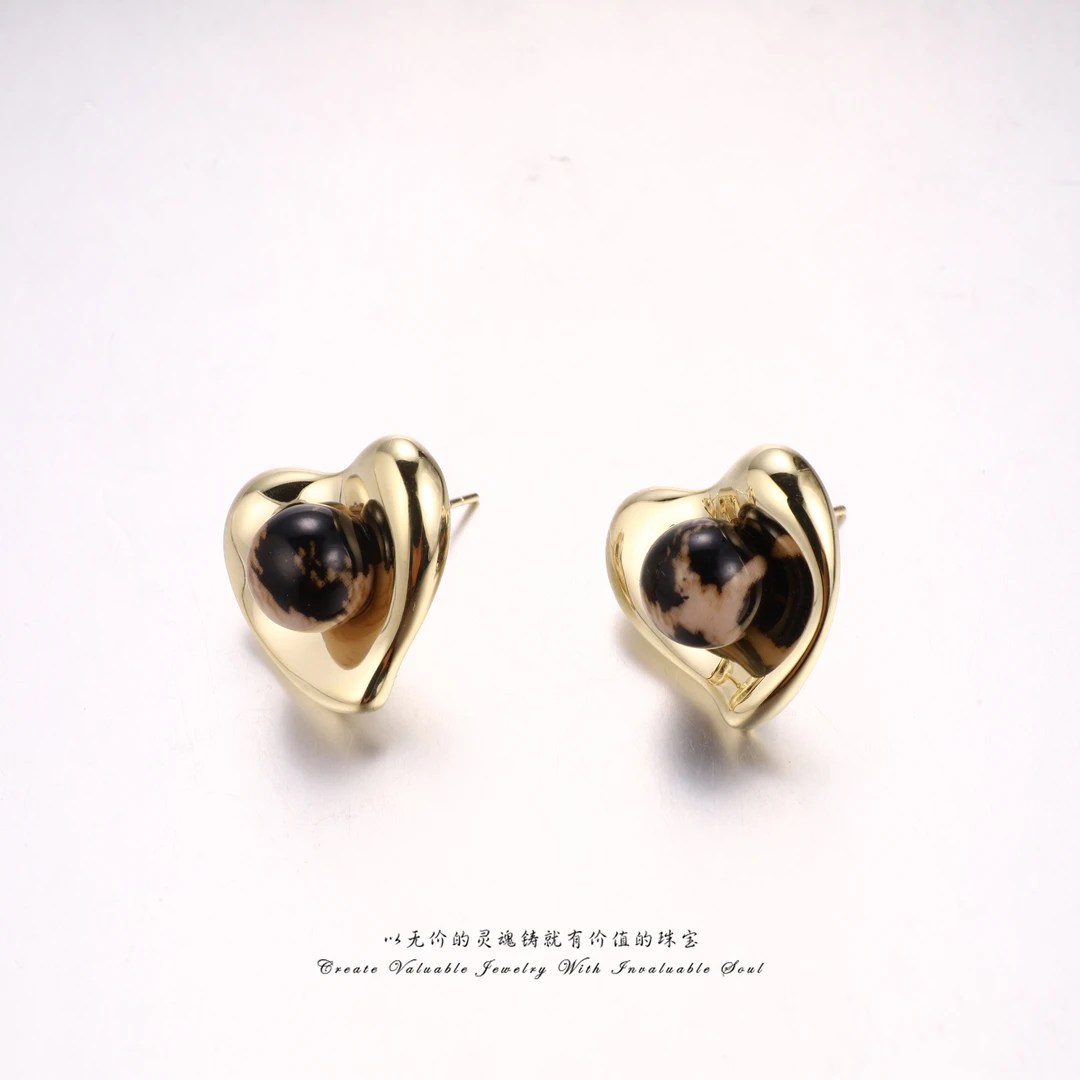 铜合金耳饰 百搭金色爱心个性耳环耳饰 FV-C-30762
