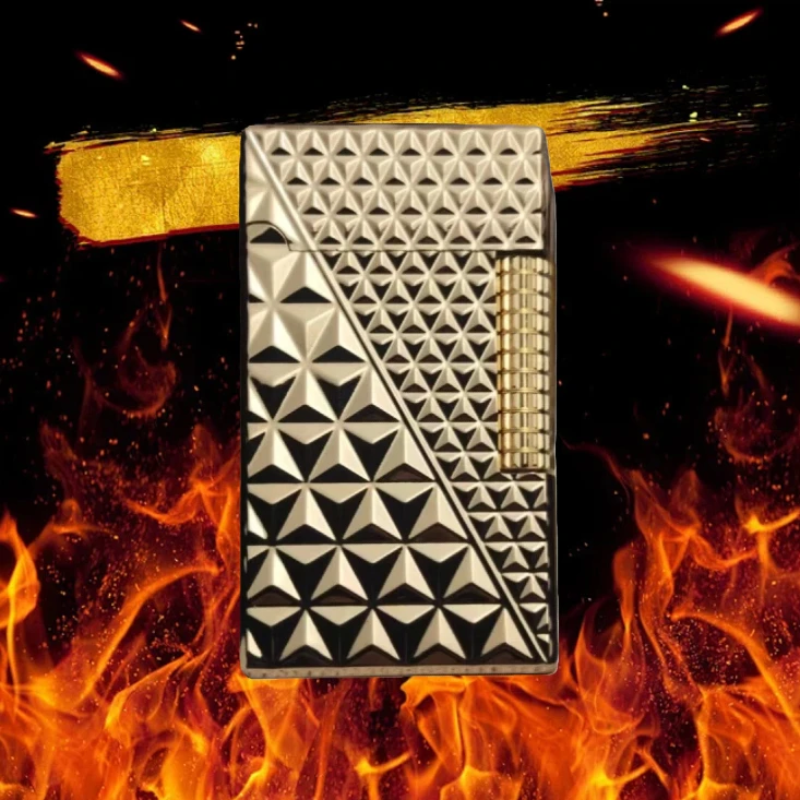 朗声分割线金色打火机男士高档礼品 无油