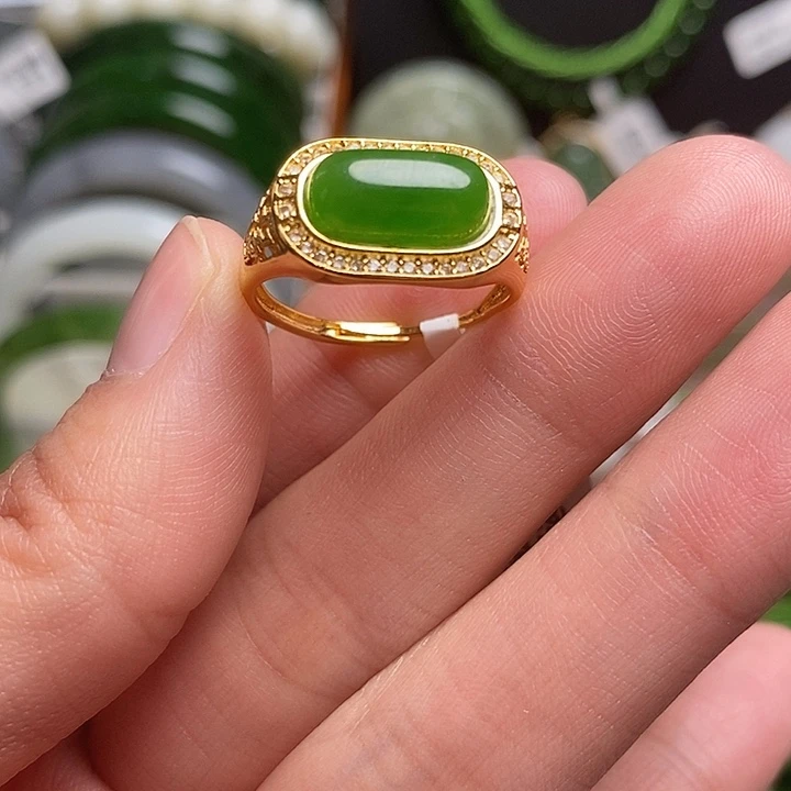 和田玉银S925镶嵌戒指