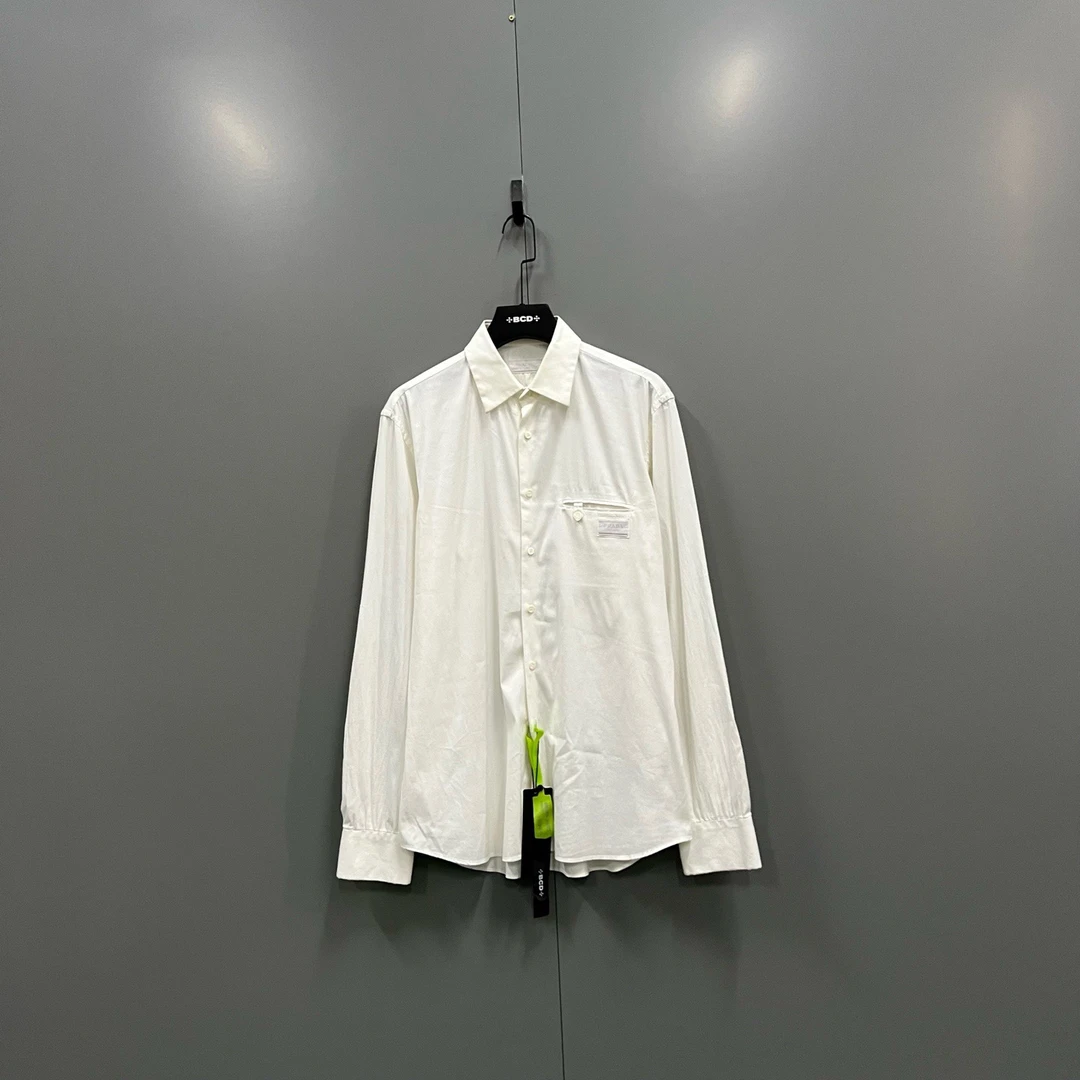 99新 Prada/普拉达 716 606396  贴标口袋长袖衬衫 41码