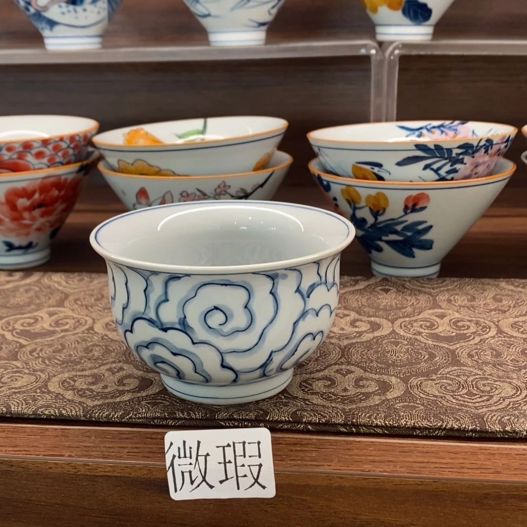 釉下手绘茶具微瑕