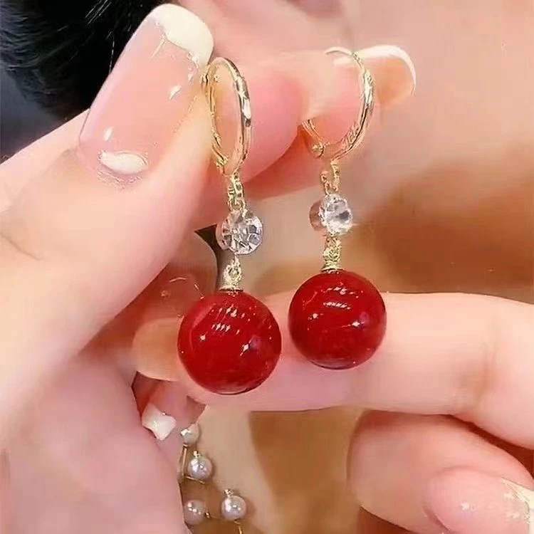 合金亚克力耳饰 兰知春序明星同款饰品高级感轻奢相思豆耳环女新