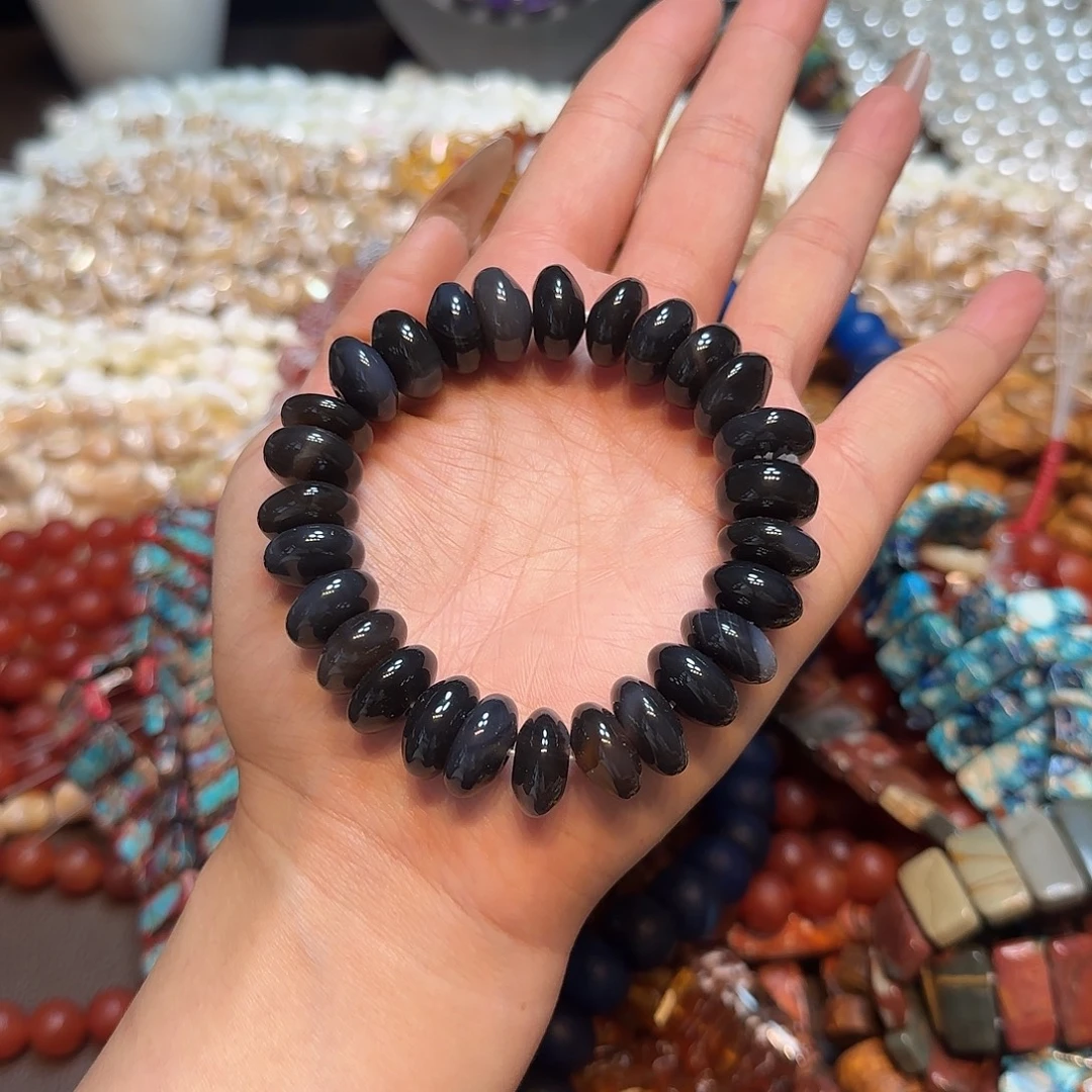 玛瑙/玉髓未镶嵌珠宝半成品飞碟玛瑙手串一串15mm