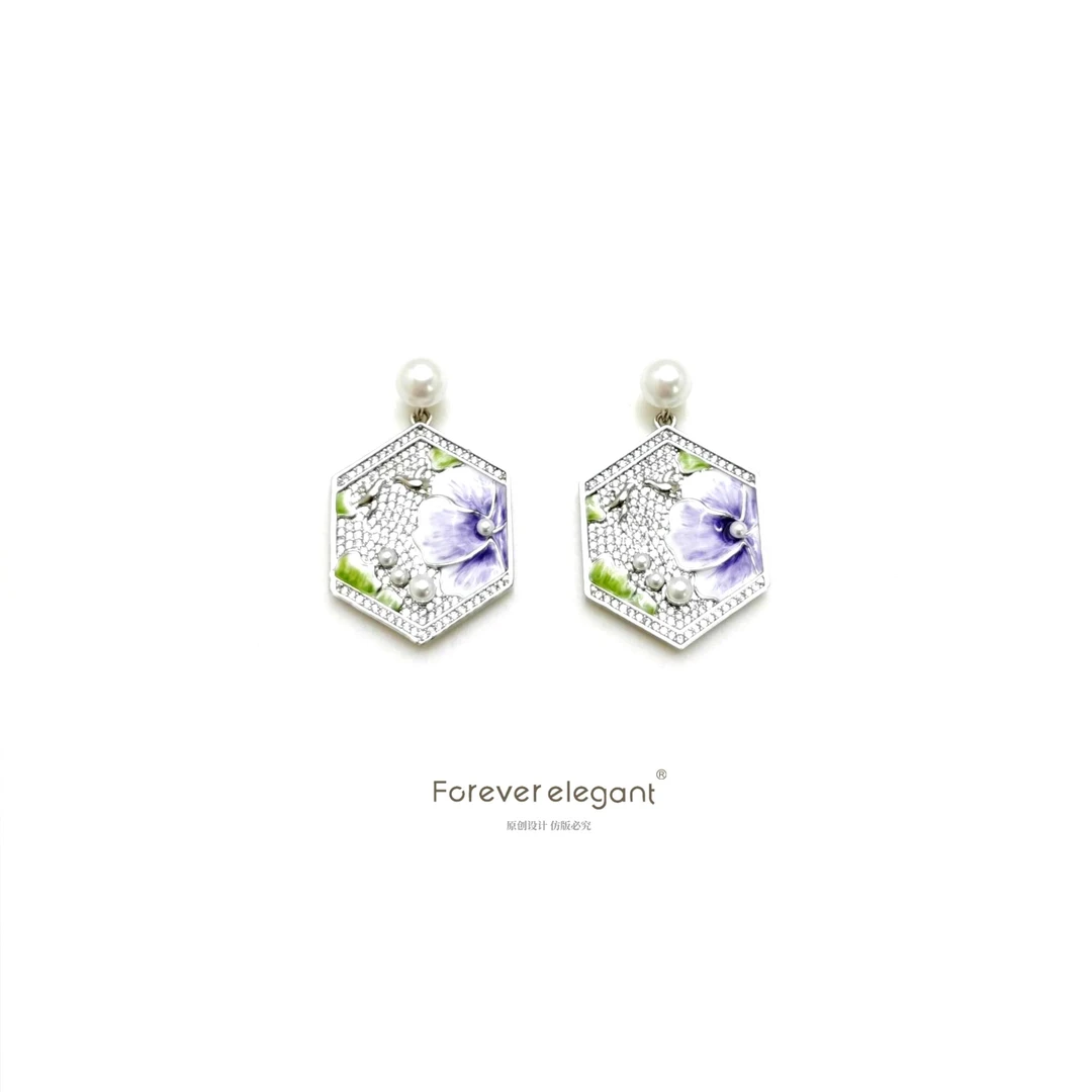 铜合金珐琅耳饰 设计师原创气质时尚彩色手作小众耳饰-绮·香凝