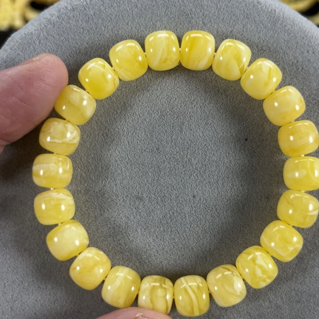 蜜蜡手串未镶嵌纯天然俄料白花虎皮