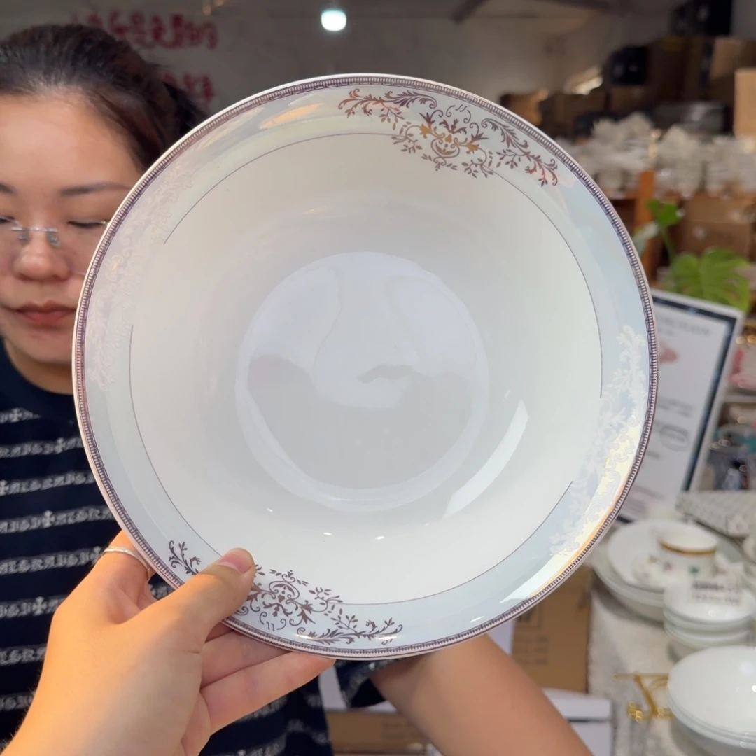 瓷9英寸大碗口径23cm高7cm汤碗2只外贸骨瓷不忒不还