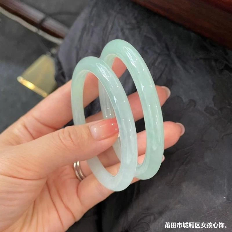 天然缅甸正品冰种翡翠手镯细圆条叮当镯翡翠玉手镯子少女款送礼物