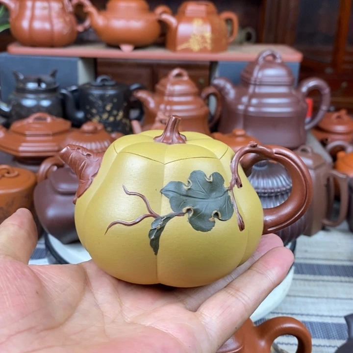 紫砂茶壶南瓜230cc原矿黄金段三色紫砂特价