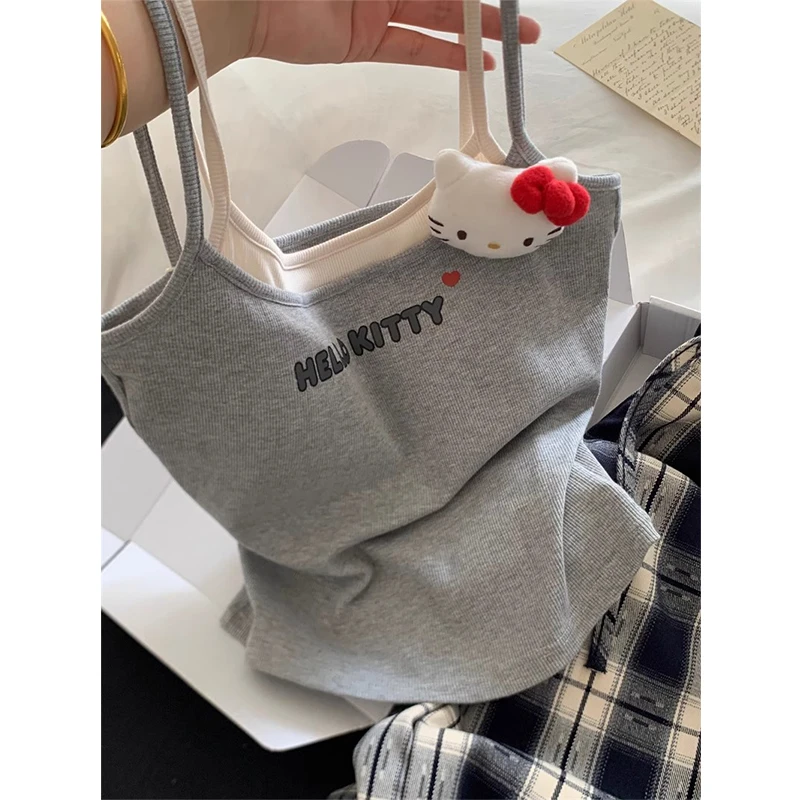 【字母Kitty】日系甜美带胸垫吊带睡衣女夏季新款长裤家居服两件套