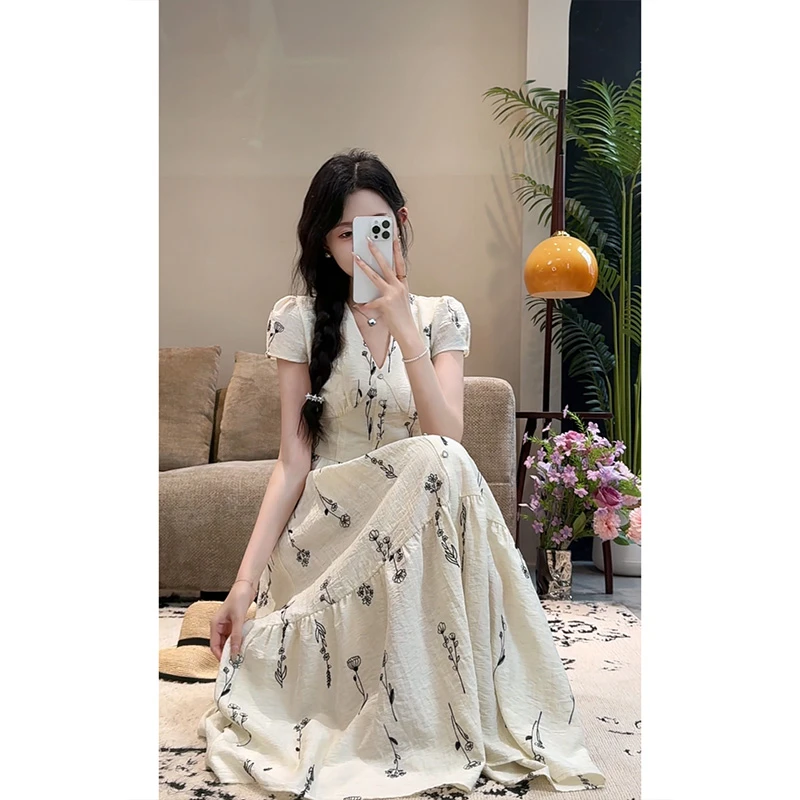 YUANLIANSU/圆脸酥【琼华烟珞】夏季新款气质风温柔韩系碎花连衣裙