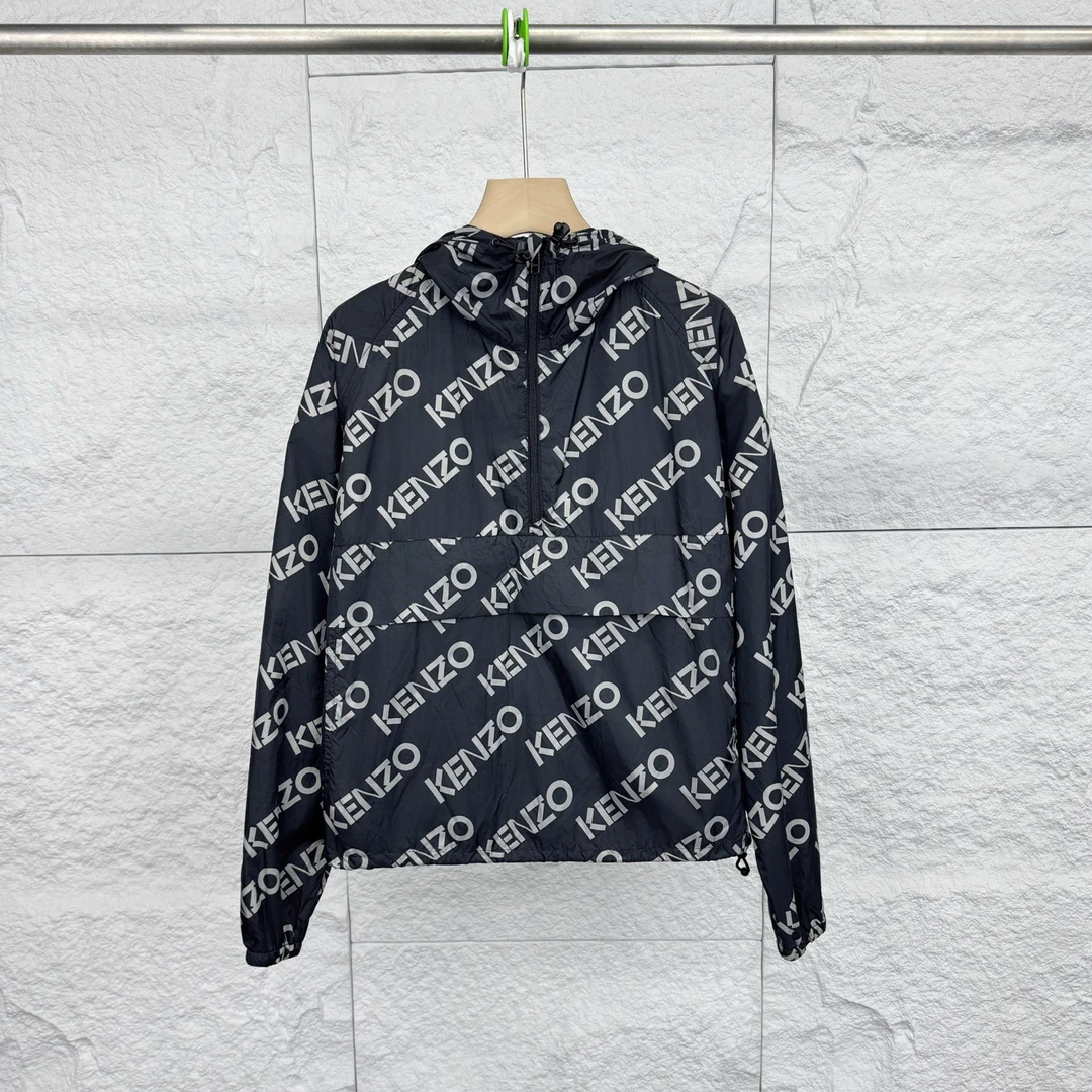 99新 KENZO/肯佐 XS码/满印logo图案黑色宽松外套/17028597