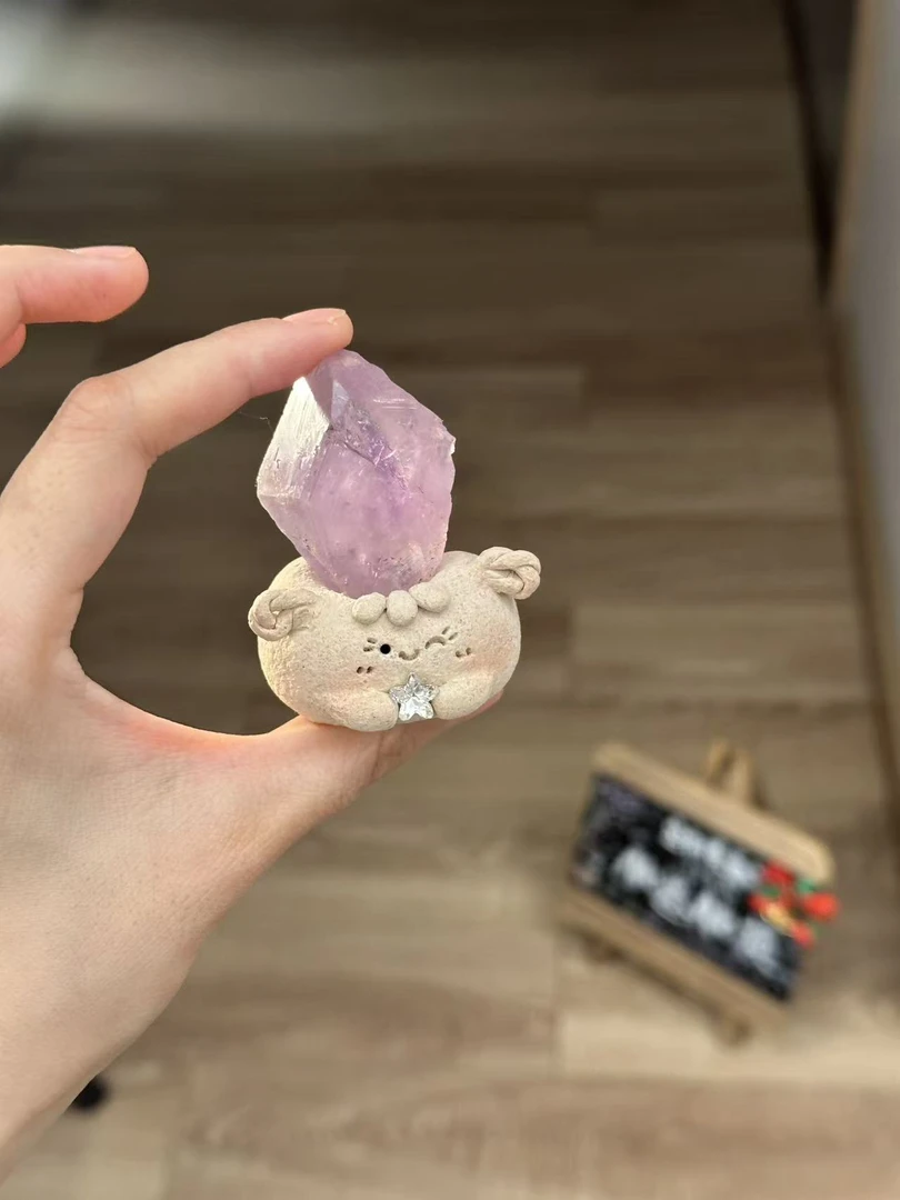 水晶小豆丁可爱紫水原石