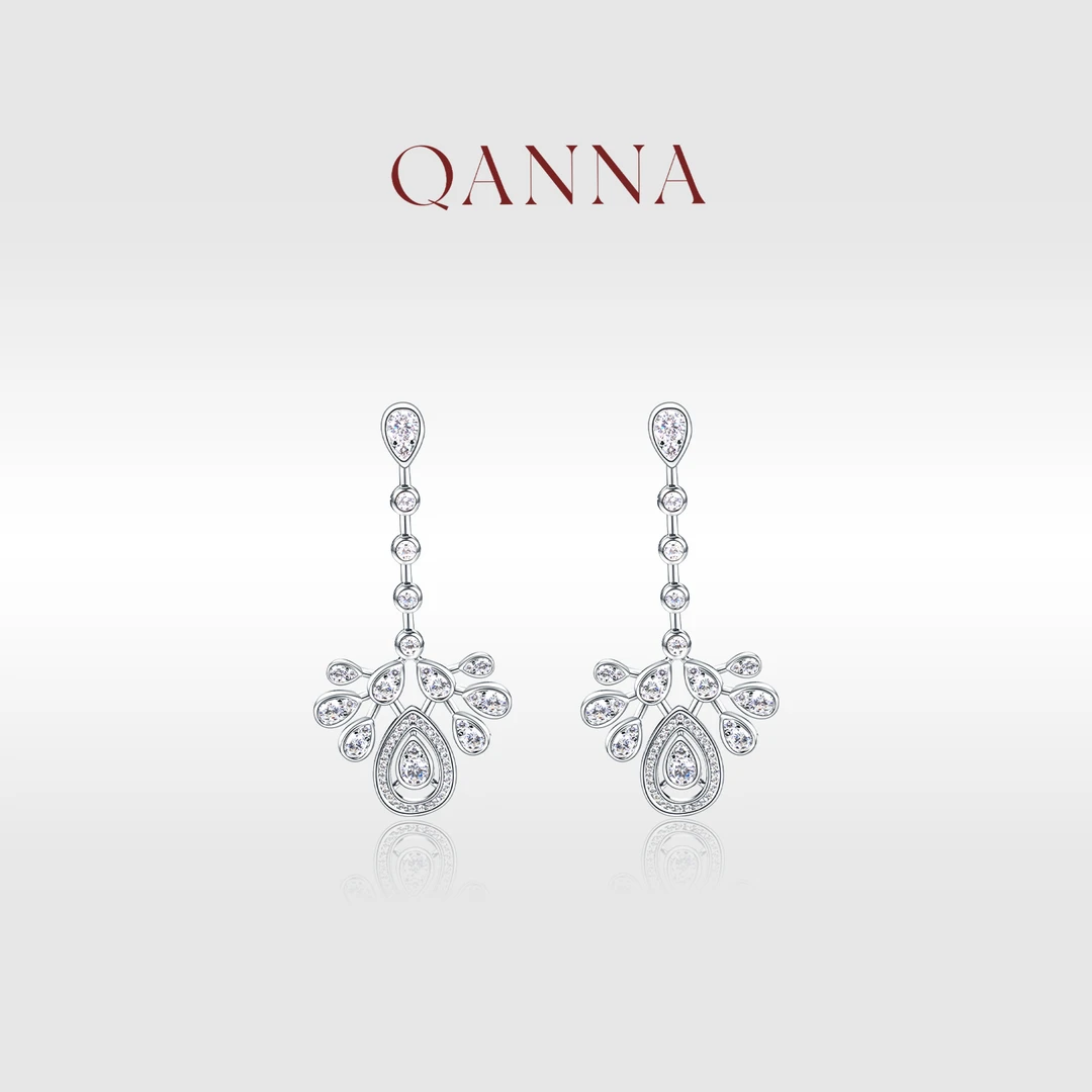 QANNA【满钻水滴皇冠】【大钻重金版】轻奢简约网红名媛风钻石耳钉AF