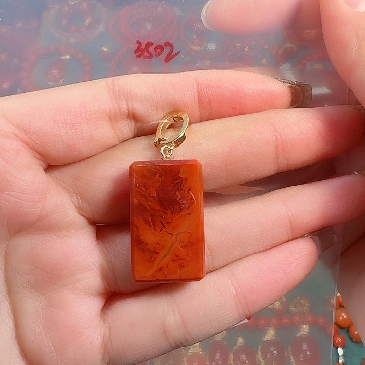 南红玛瑙银S925镶嵌吊坠