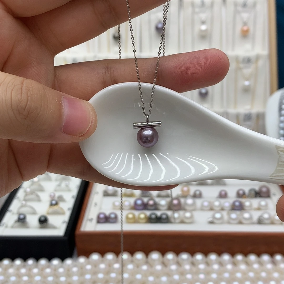 淡水珍珠银S925镶嵌吊坠(赠链)