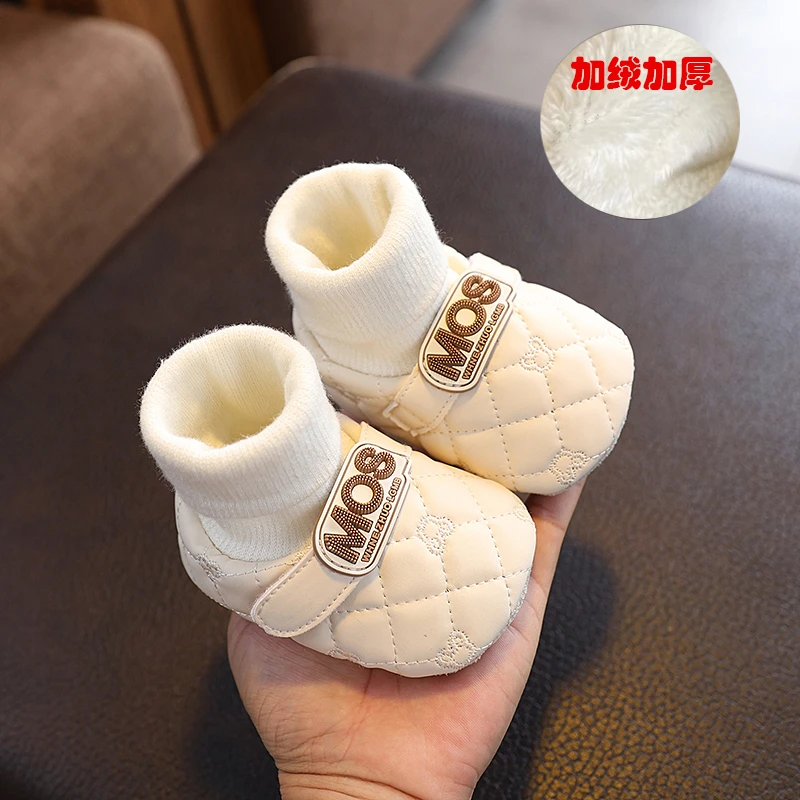 新生婴儿鞋袜秋冬季不掉3-6-8-9个月学步软底加绒0-1岁宝宝棉鞋