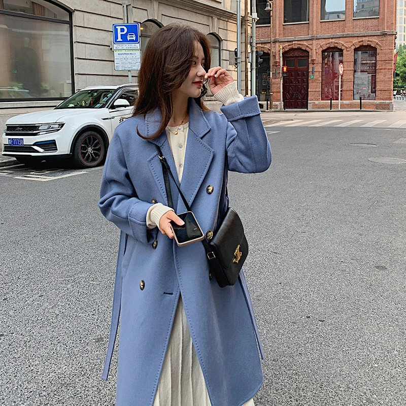 秋冬季2025新款双面毛呢外套新款高级感M801O双排扣100纯羊毛大衣