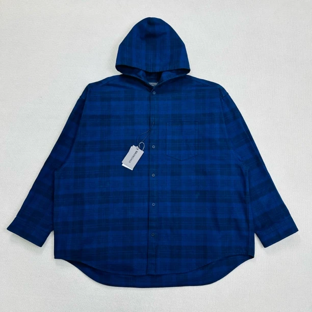 未使用 Balenciaga/巴黎世家 刺绣logo格纹连帽外套/2码/WL1400