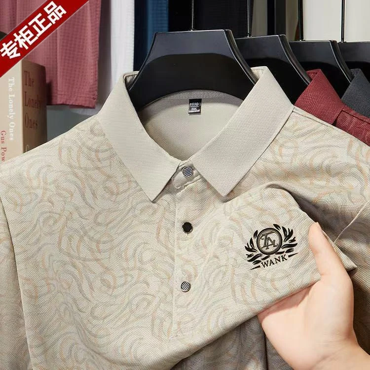 夏季短袖T恤高档正品印花翻领Polo宽松休闲薄款冰丝上衣616