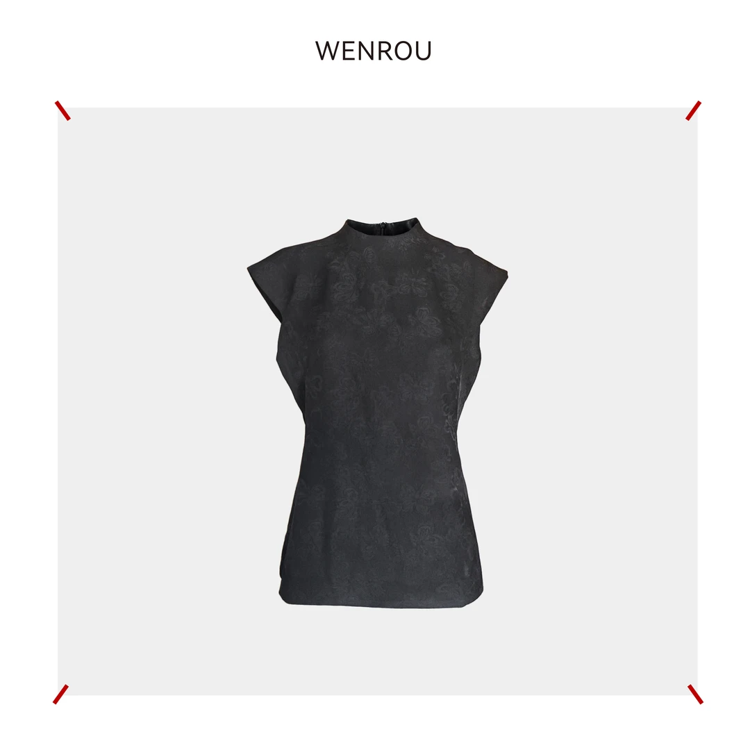 圆领纯色 新中式 四经绞罗 无袖 T恤小上衣BX002