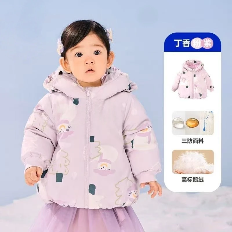 新款鹅绒服男女童羽绒服三防羽绒服冬季新款女卡通时尚加厚款D14