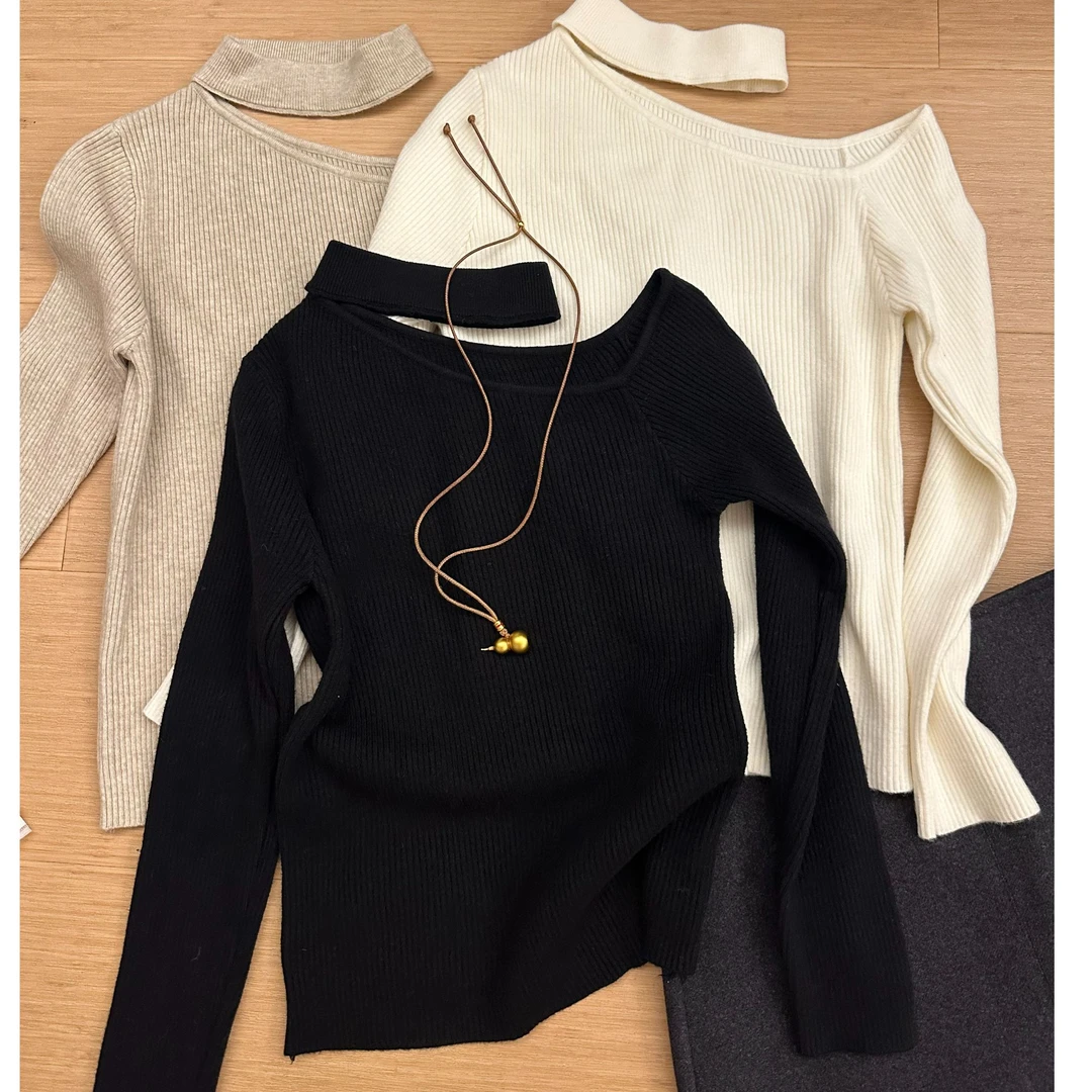1988 STUDIO•【小心机】挂脖高弹显瘦针织加厚打底衫