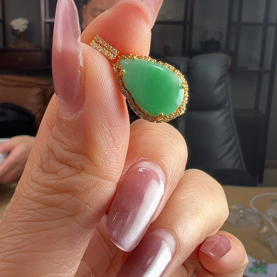 翡翠银S925镶嵌颈饰吊坠35