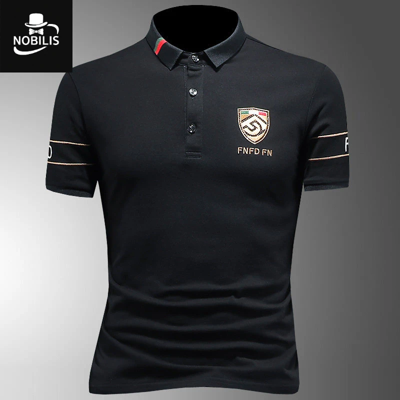 夏季新款短袖Polo衫男士翻领T恤轻奢潮流刺绣商务休闲t恤